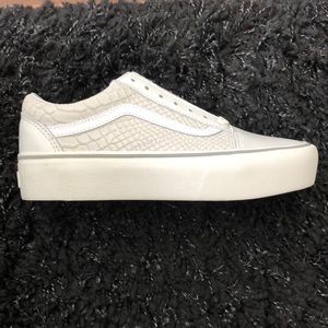 White snake skin Platform Vans Size 7